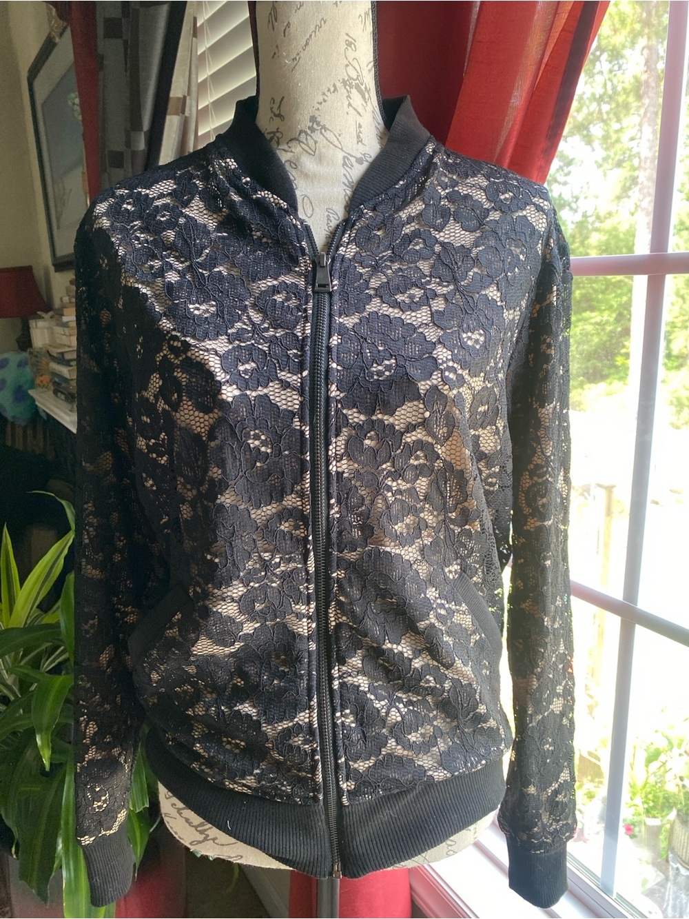 Express Black Lace Bomber Jacket - Women fits like a s/m